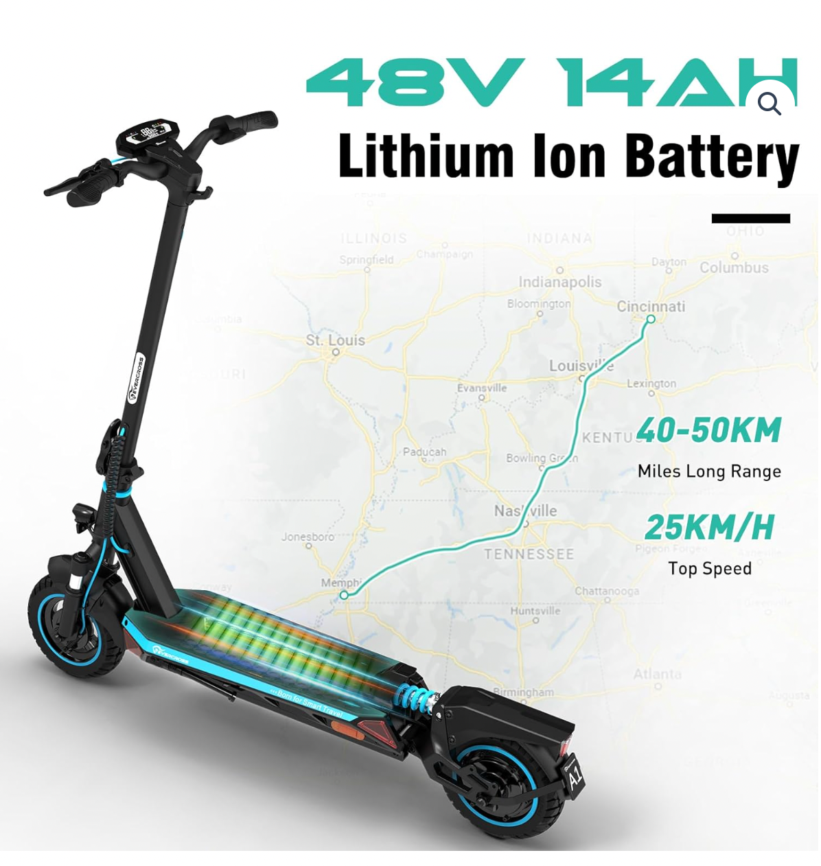 Trottinette Électrique A1 EVERCROSS – 500W, 48V 14Ah, Pneus 10’’ – Puissance et Confort