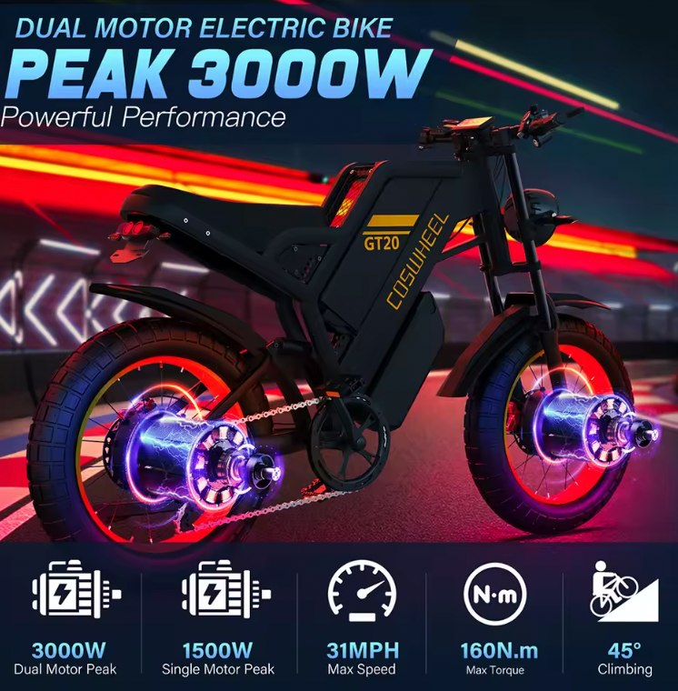 Coswheel GT20 Pro – VTT Électrique 3000W Dual Motor
